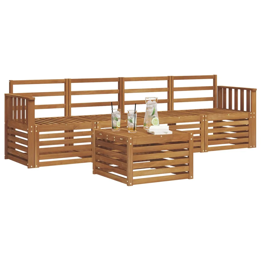 Ensembles de canapés 5 pcs Naturel Bois d'Acacia Massif - 3