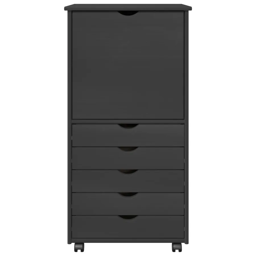 Cabinet roulant Gris 53 x 39 x 103 cm Bois de Pin Massif - 5