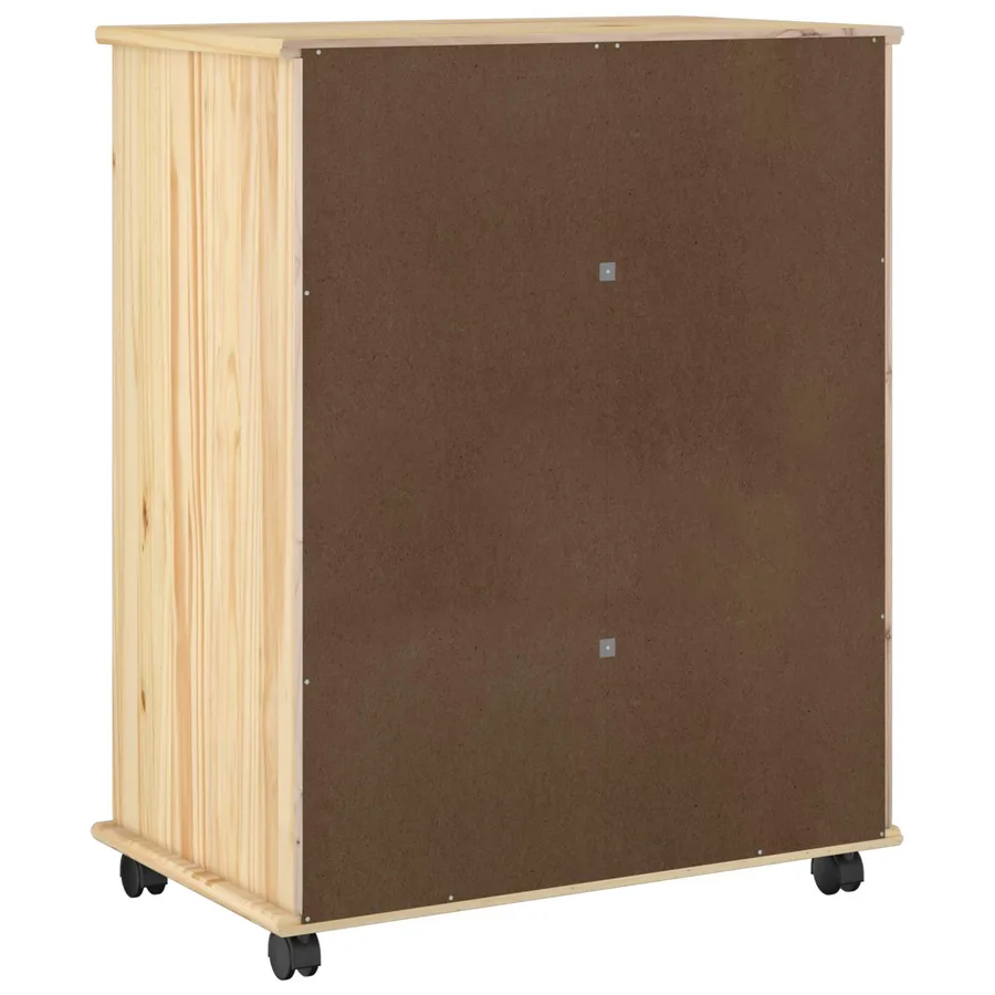 Cabinet roulant Marron 63,5 x 39 x 79 cm Bois de Pin Massif - 6