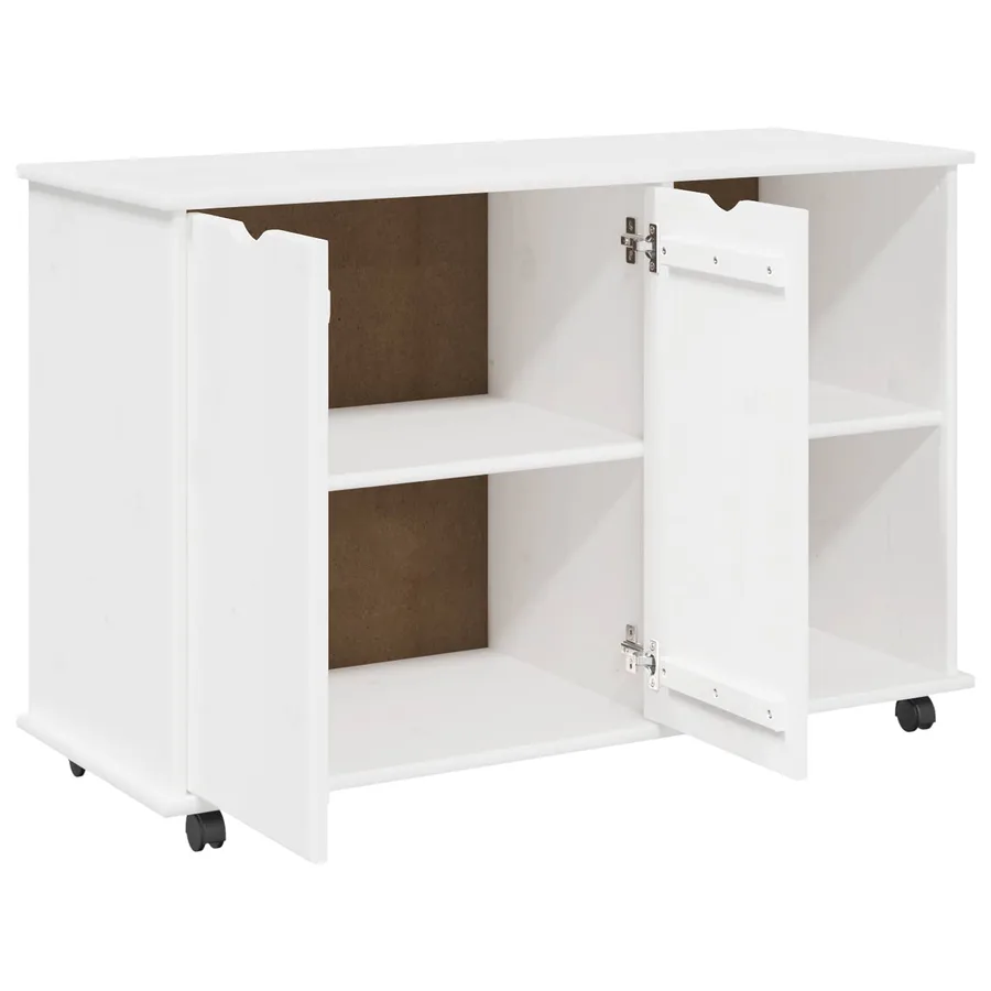 Cabinet roulant Blanc 100 x 39 x 65,5 cm Bois de Pin Massif - 4