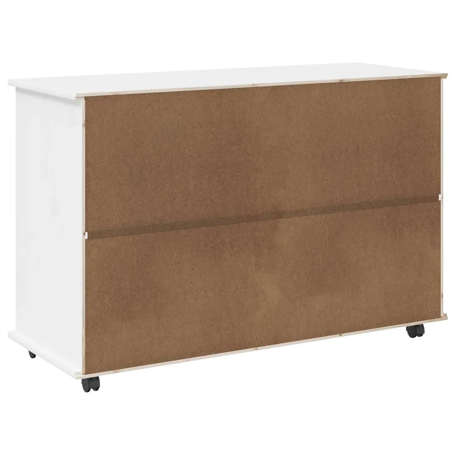 Cabinet roulant Blanc 100 x 39 x 65,5 cm Bois de Pin Massif - 7