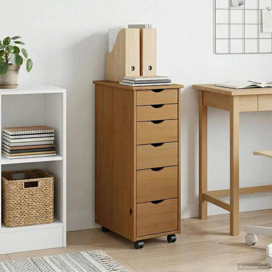 Cabinet roulant avec roue Marron miel 34 x 39 x 93,5 cm - 3