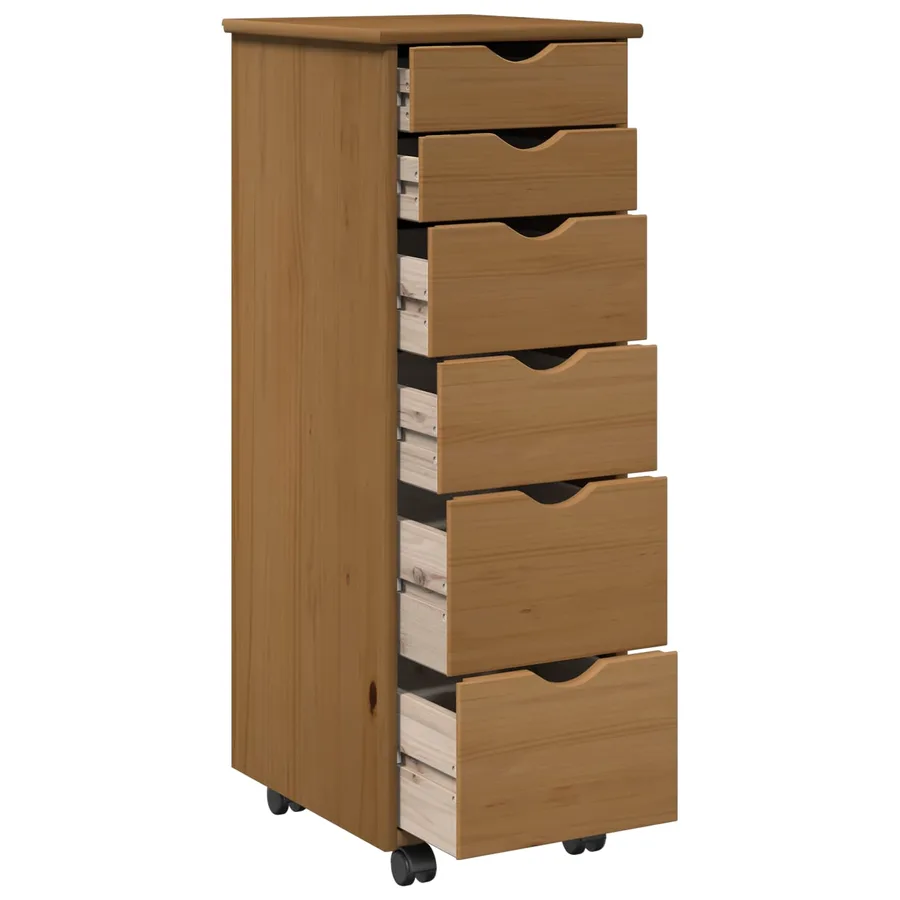Cabinet roulant avec roue Marron miel 34 x 39 x 93,5 cm - 4