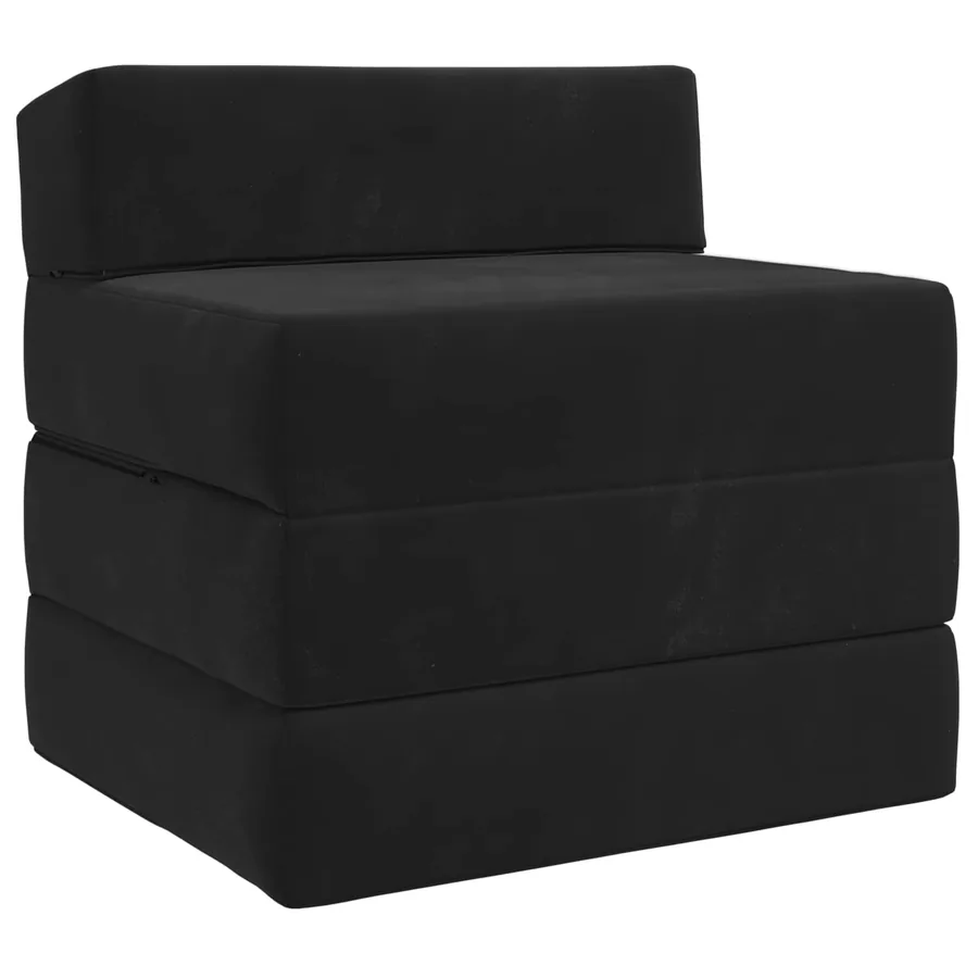 Canapé-lit pliable Noir 200 x 70 x 15 cm Velours