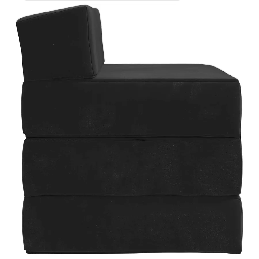 Canapé-lit pliable Noir 200 x 70 x 15 cm Velours - 3