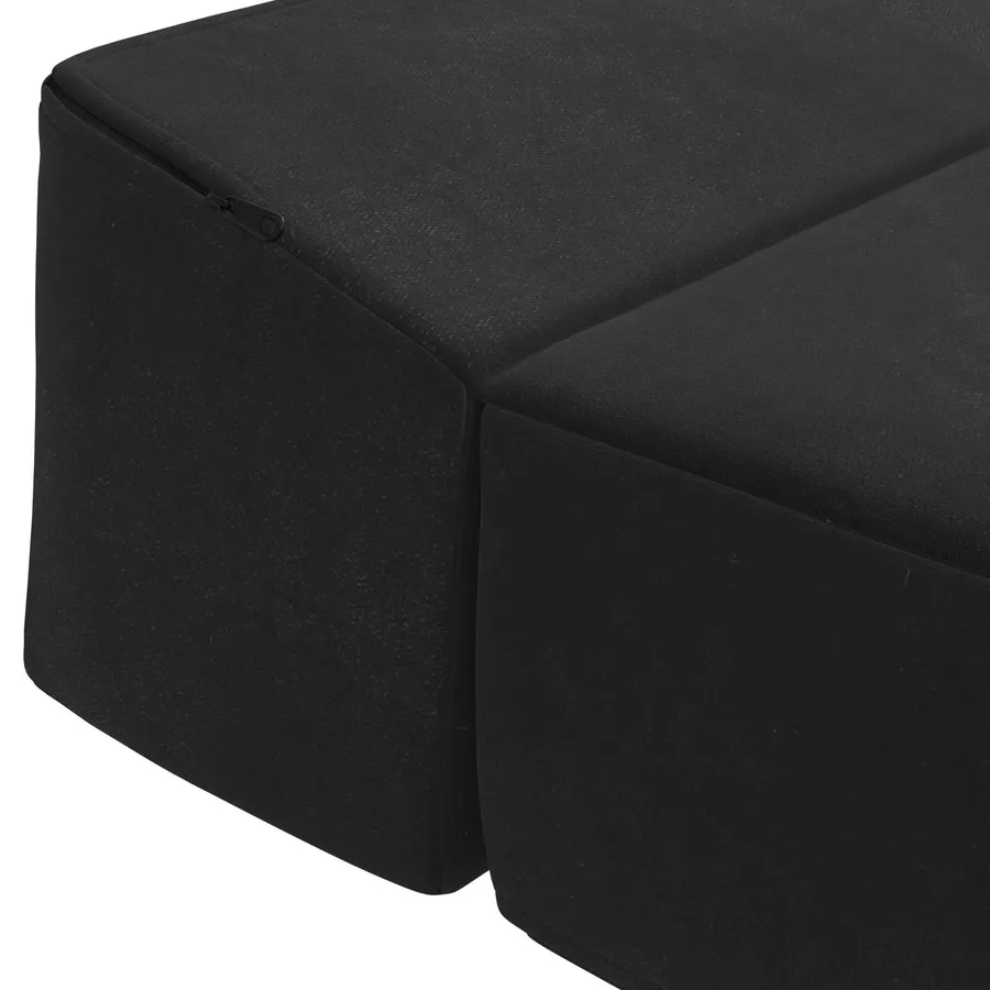 Canapé-lit pliable Noir 200 x 70 x 15 cm Velours - 5