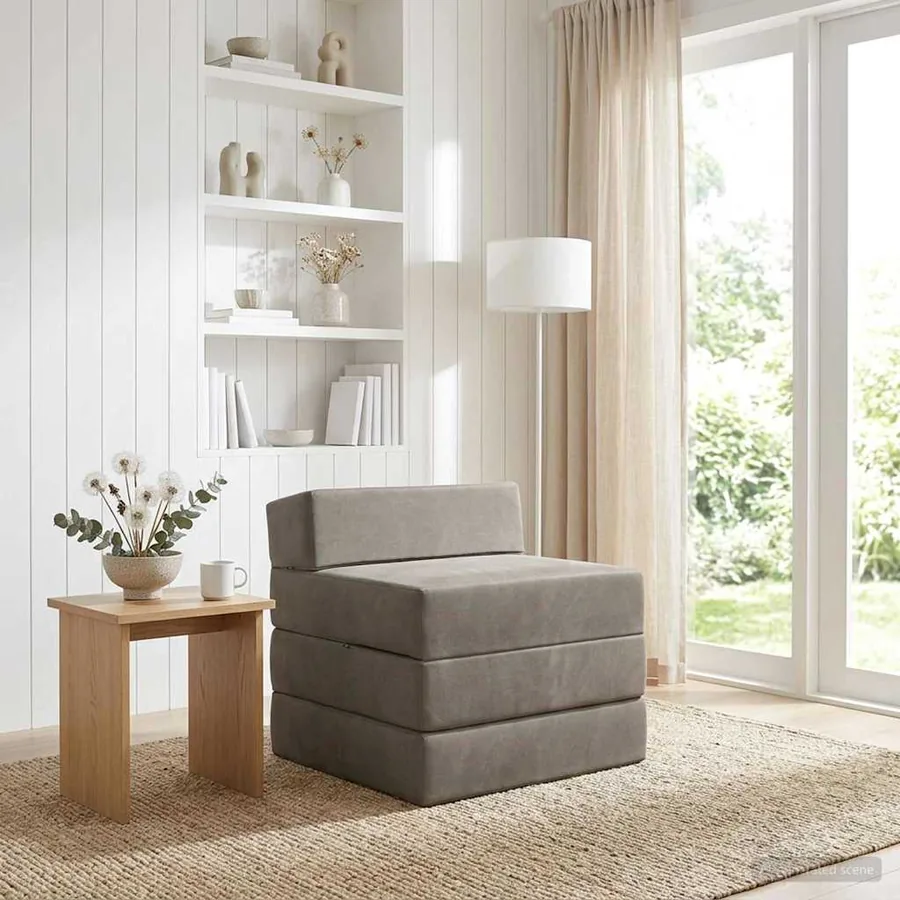 Canapé-lit pliable Gris clair 200 x 70 x 15 cm Velours