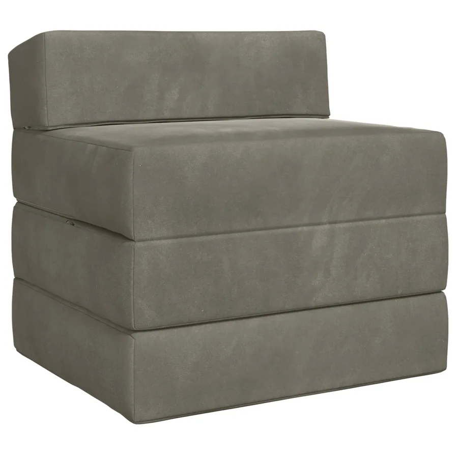 Canapé-lit pliable Gris clair 200 x 70 x 15 cm Velours - 2
