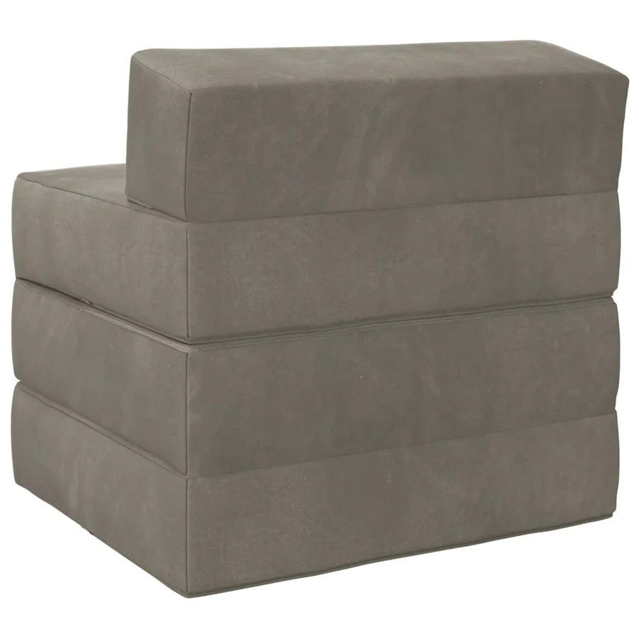 Canapé-lit pliable Gris clair 200 x 70 x 15 cm Velours - 5