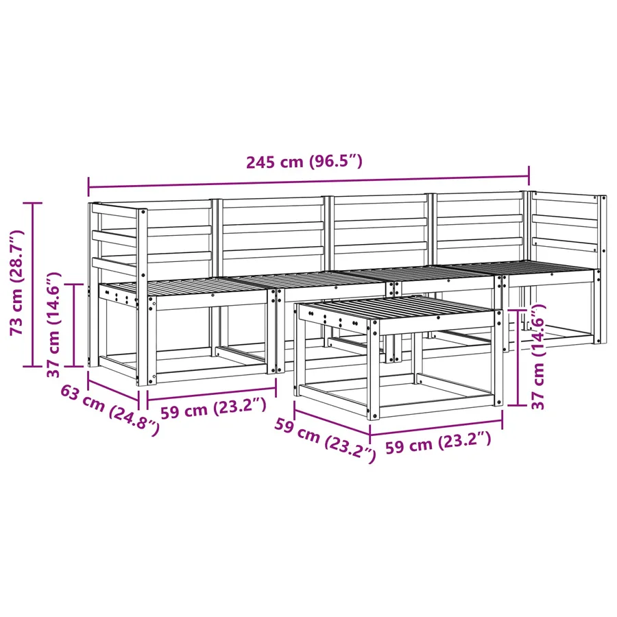 Ensemble de canapés d'extérieur 5 pcs Naturel - 9