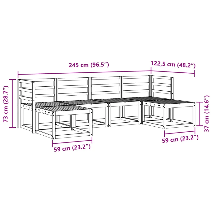 Ensemble de canapés d'extérieur 6 pcs Naturel - 8