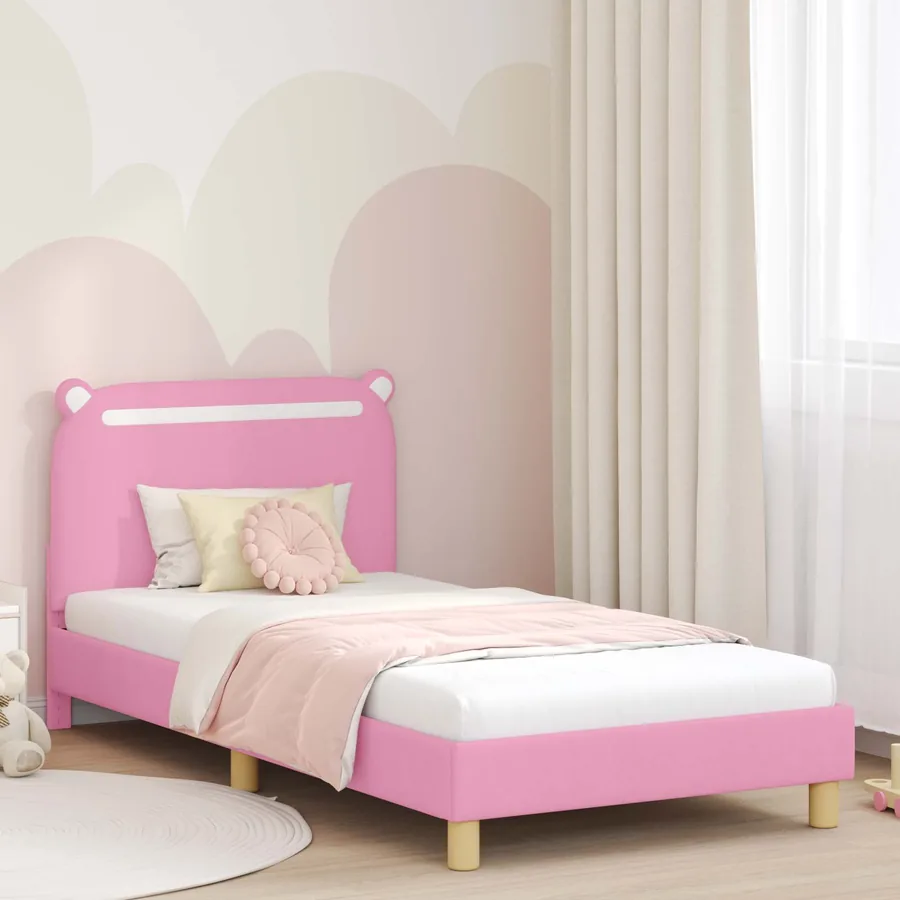 Cadre de lit pour enfants avec tête de lit Rose 90 x 190 cm