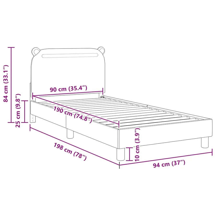 Cadre de lit pour enfants avec tête de lit Rose 90 x 190 cm - 10