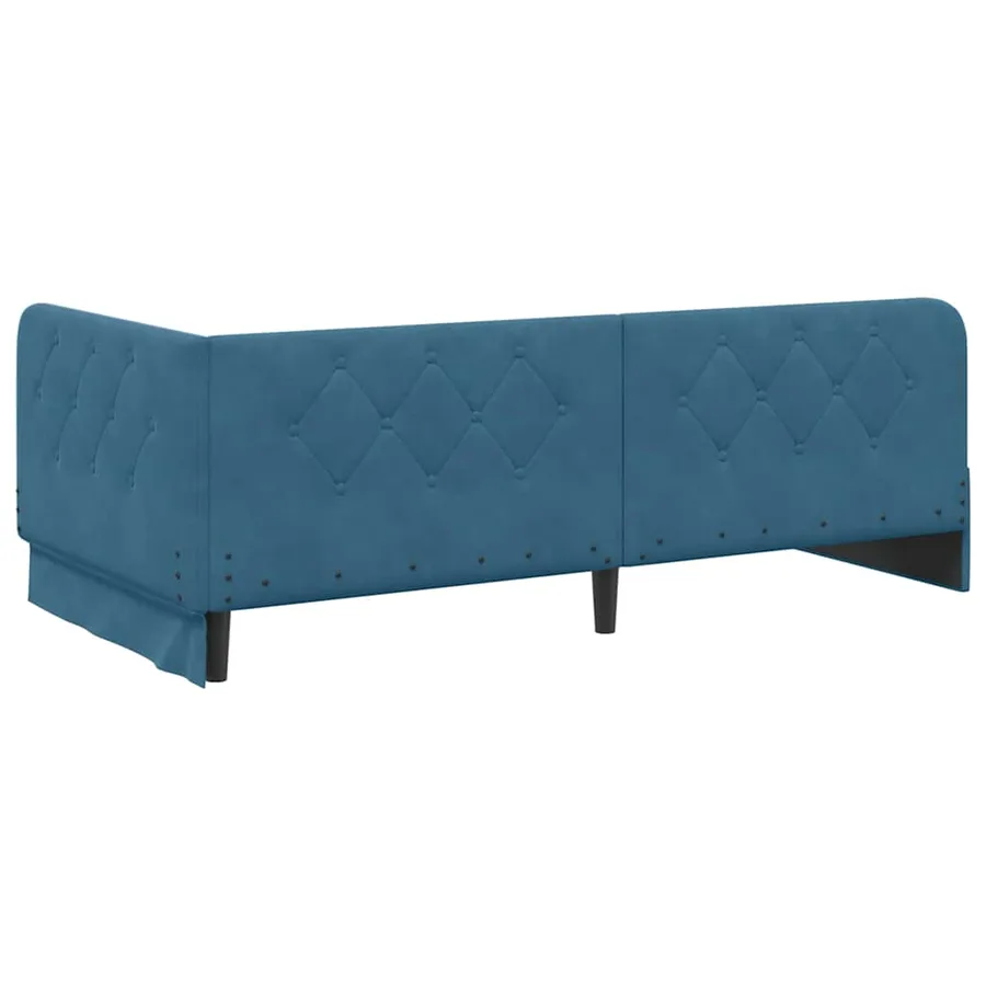 Cadre de lit d'angle Bleu 90 x 190 cm Velours - 9