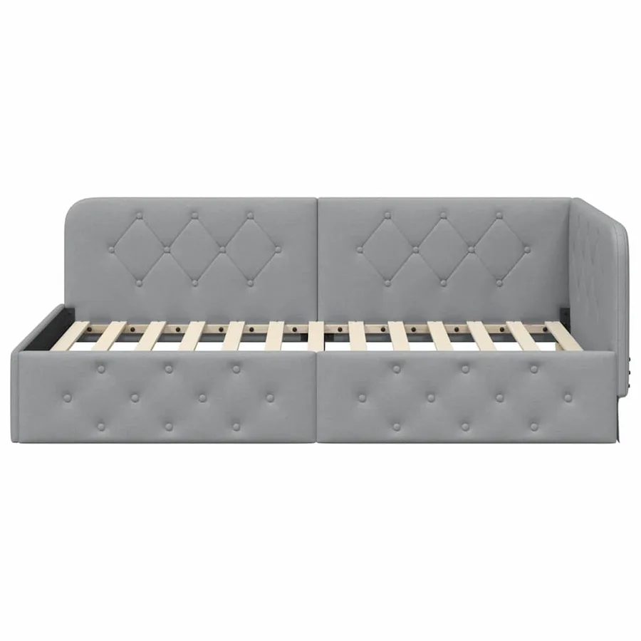 Cadre de lit d'angle Gris clair 100 x 200 cm tissu - 5