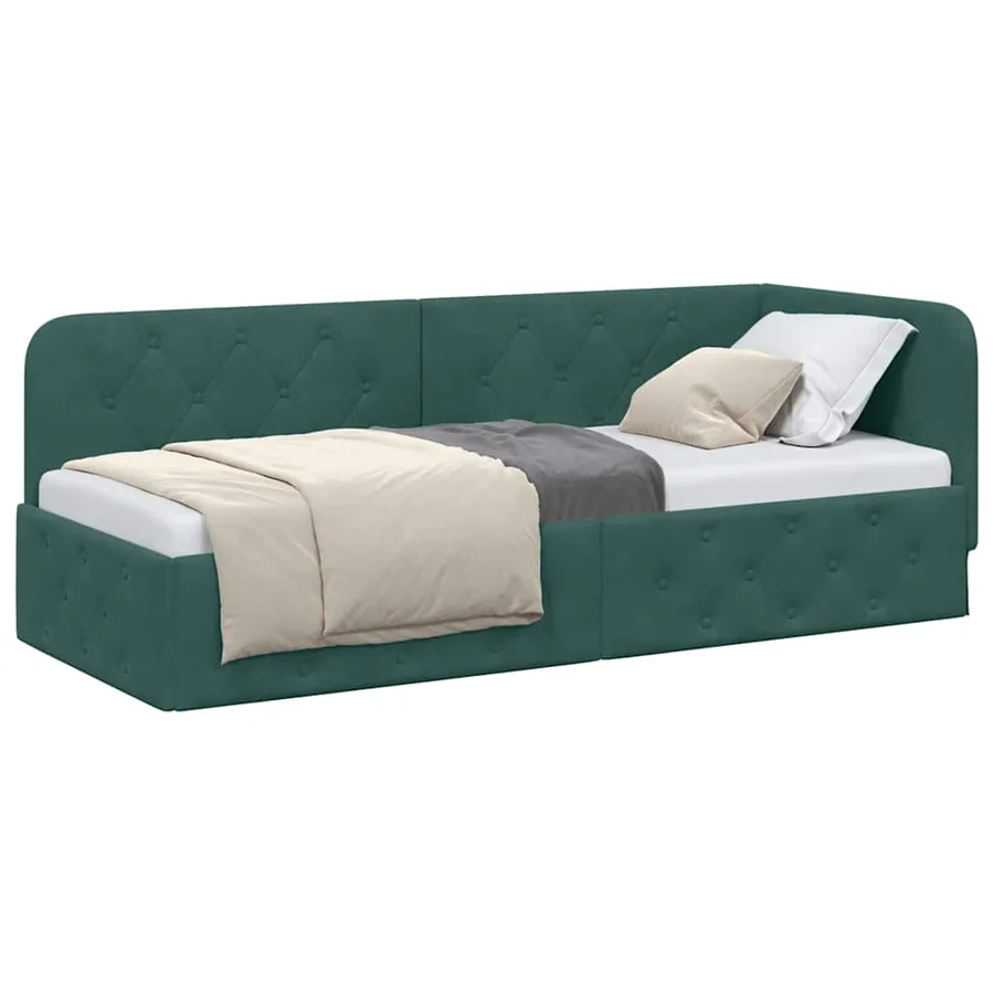 Cadre de lit d'angle Vert foncé 80 x 200 cm Velours - 3