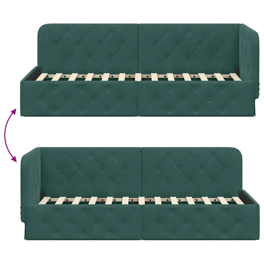 Cadre de lit d'angle Vert foncé 80 x 200 cm Velours - 9