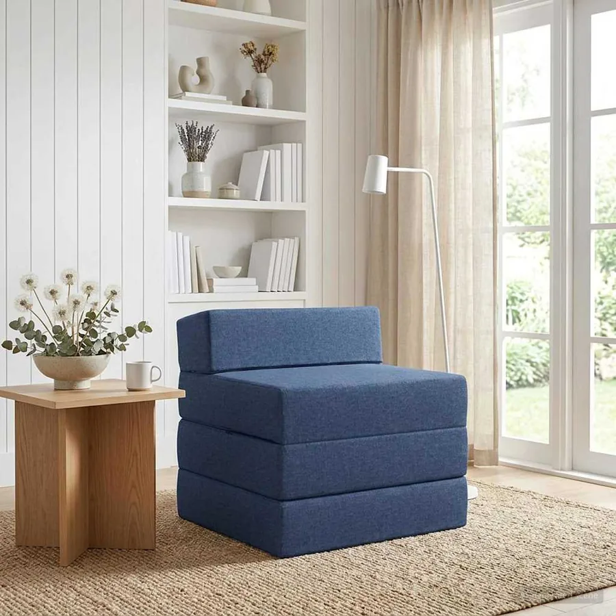Canapé-lit pliable Bleu 200 x 70 x 15 cm Tissu
