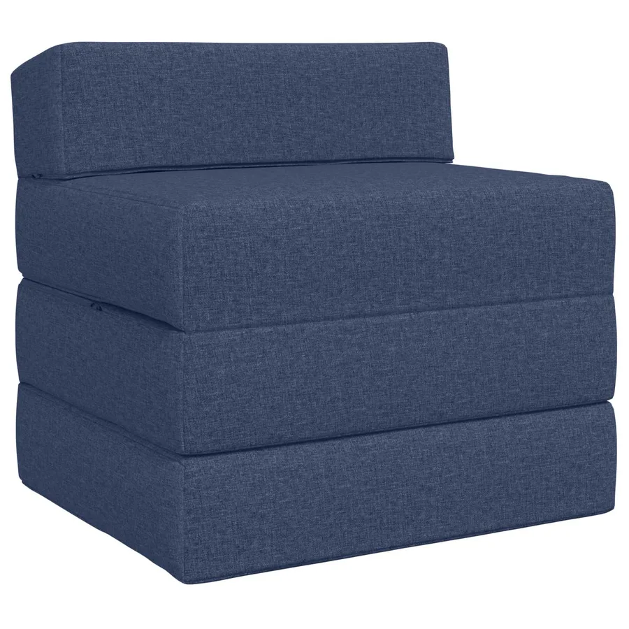 Canapé-lit pliable Bleu 200 x 70 x 15 cm Tissu - 2