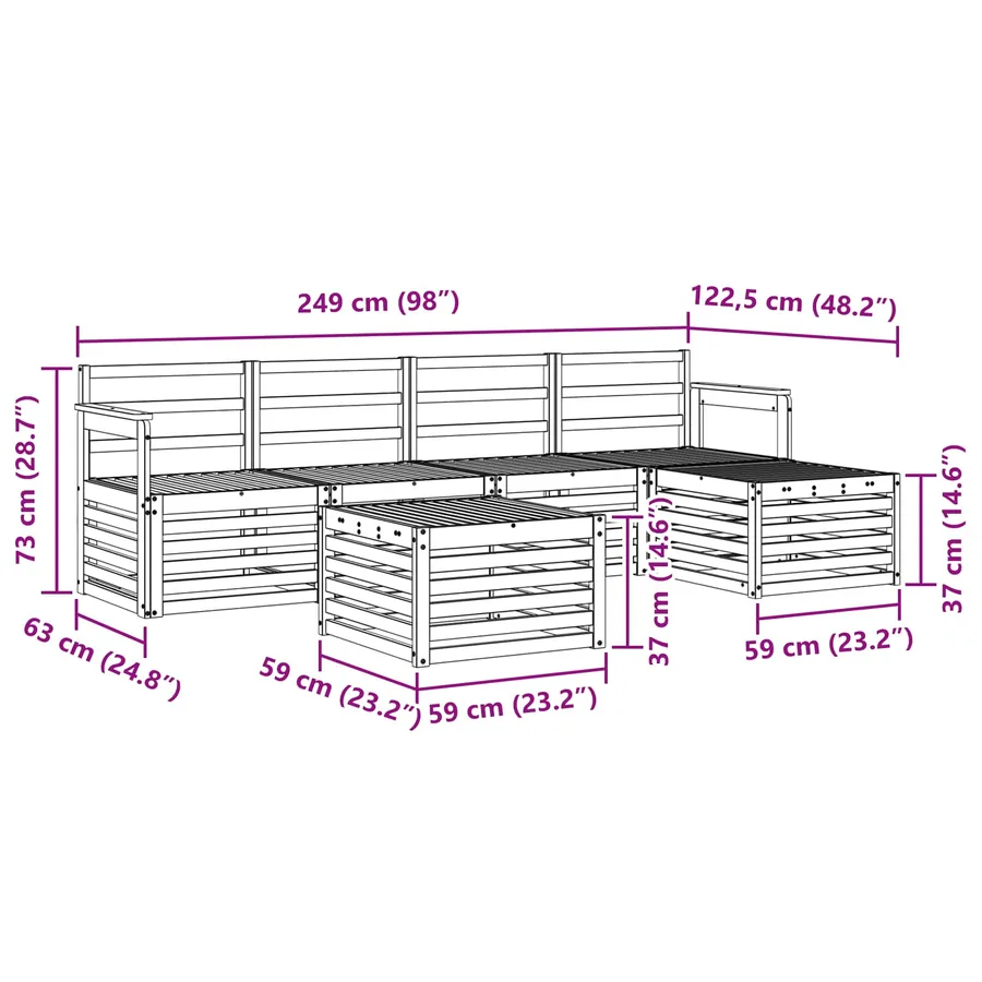 Ensemble de canapés d'extérieur 6 pcs Naturel - 10