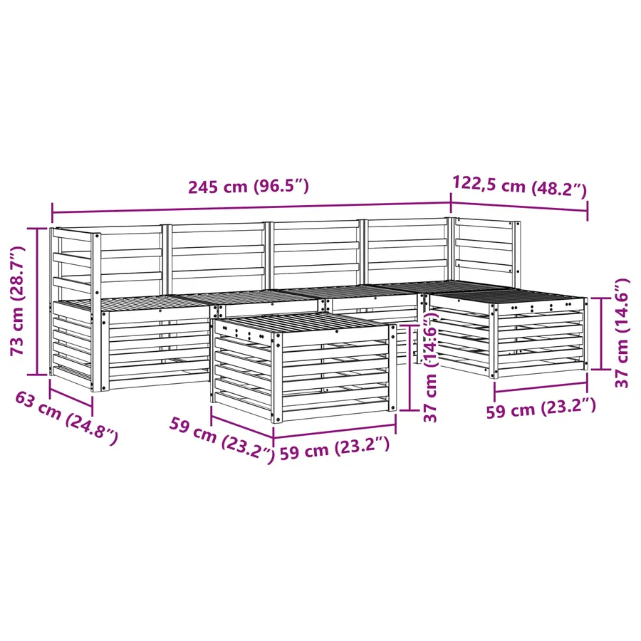 Ensemble de canapés d'extérieur 6 pcs Naturel - 8