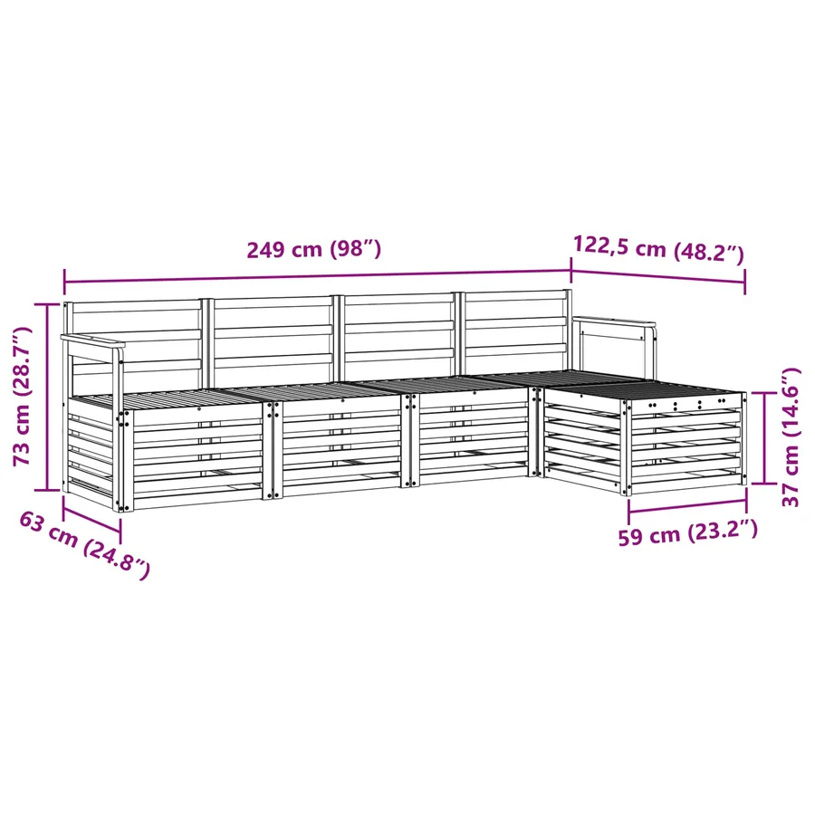 Ensemble de canapés d'extérieur 5 pcs Naturel - 8