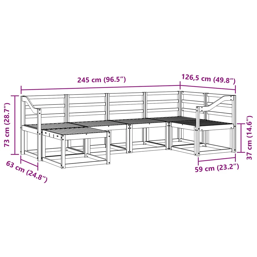 Ensemble de canapés d'extérieur 6 pcs Naturel - 9