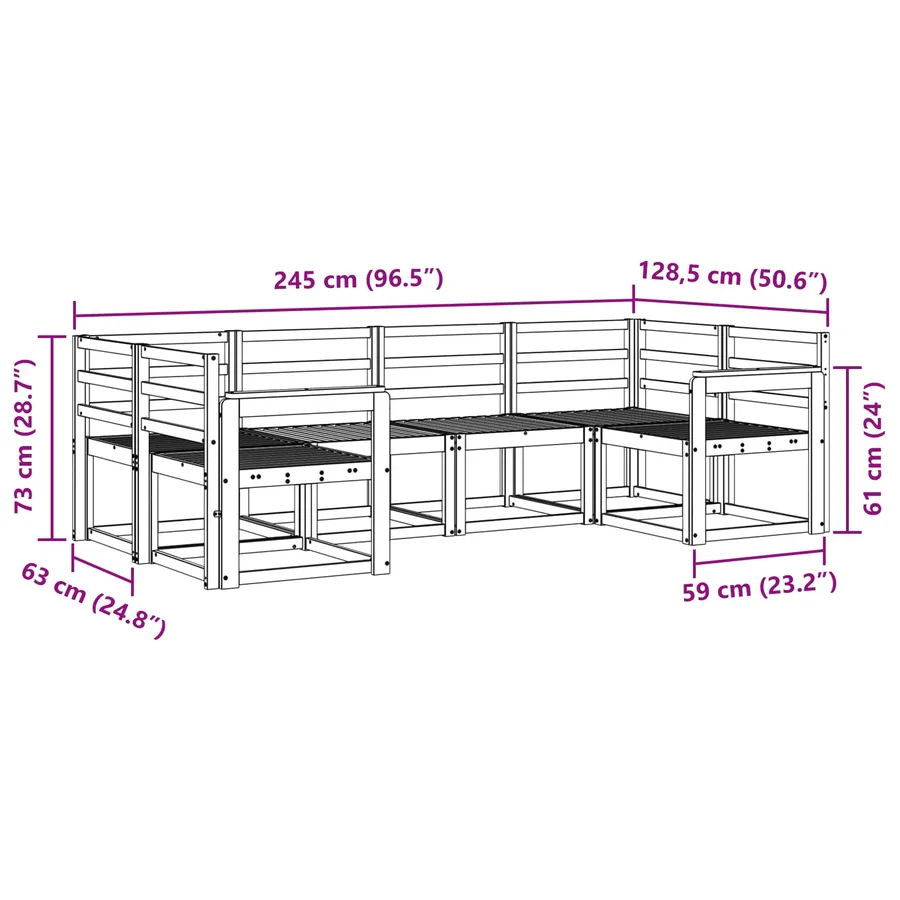 Ensemble de canapés d'extérieur 6 pcs Naturel - 7