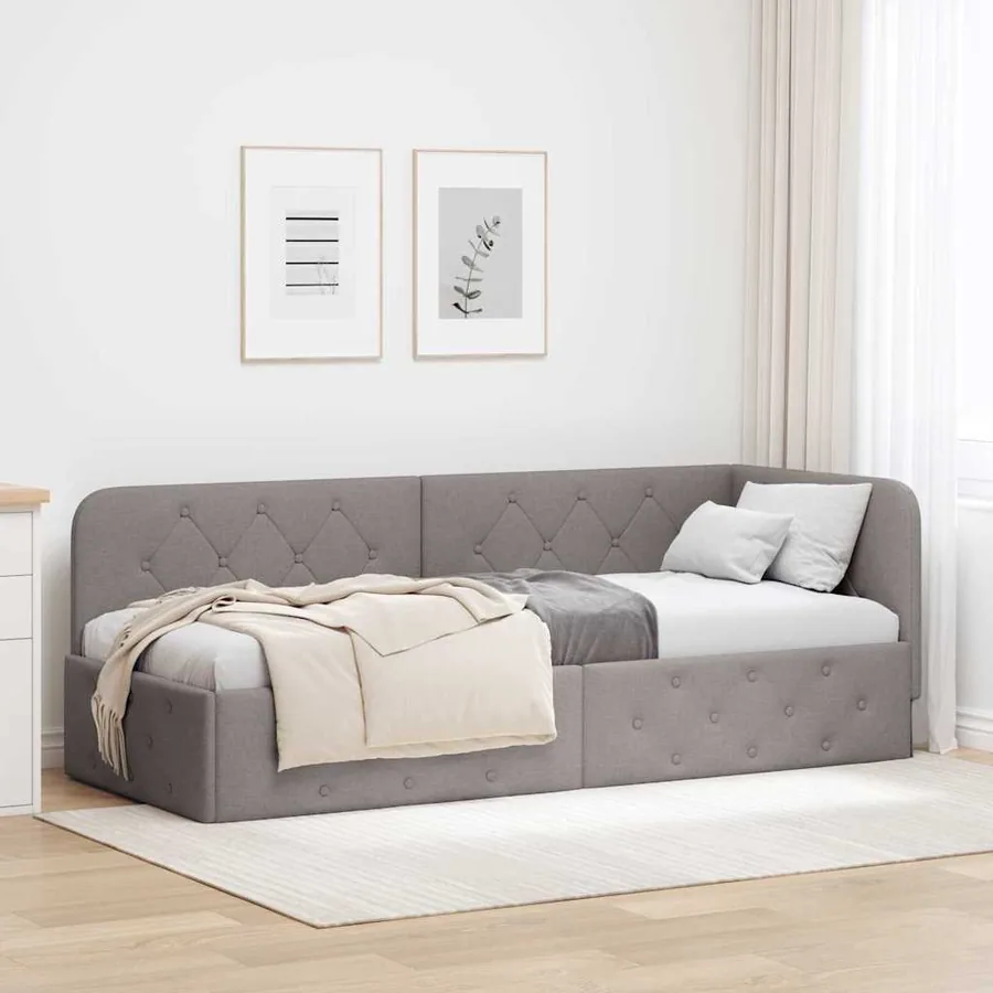 Cadre de lit d'angle Taupe 80 x 200 cm tissu