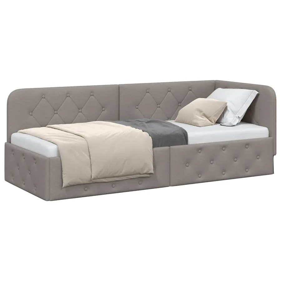 Cadre de lit d'angle Taupe 80 x 200 cm tissu - 3