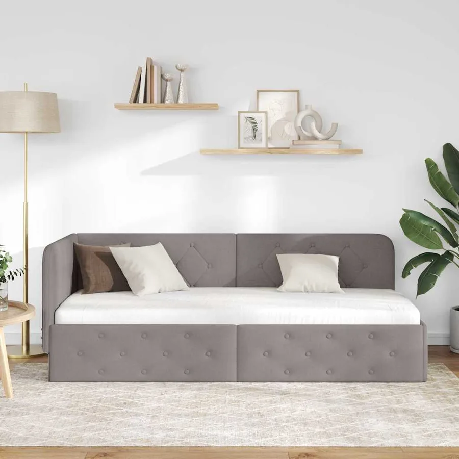 Cadre de lit d'angle Taupe 80 x 200 cm tissu - 4