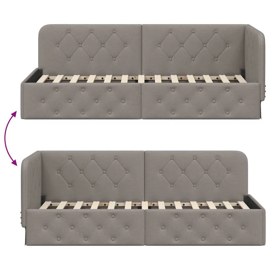 Cadre de lit d'angle Taupe 80 x 200 cm tissu - 9