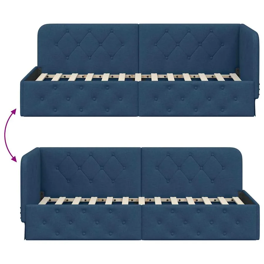 Cadre de lit d'angle Bleu 80 x 200 cm tissu - 9