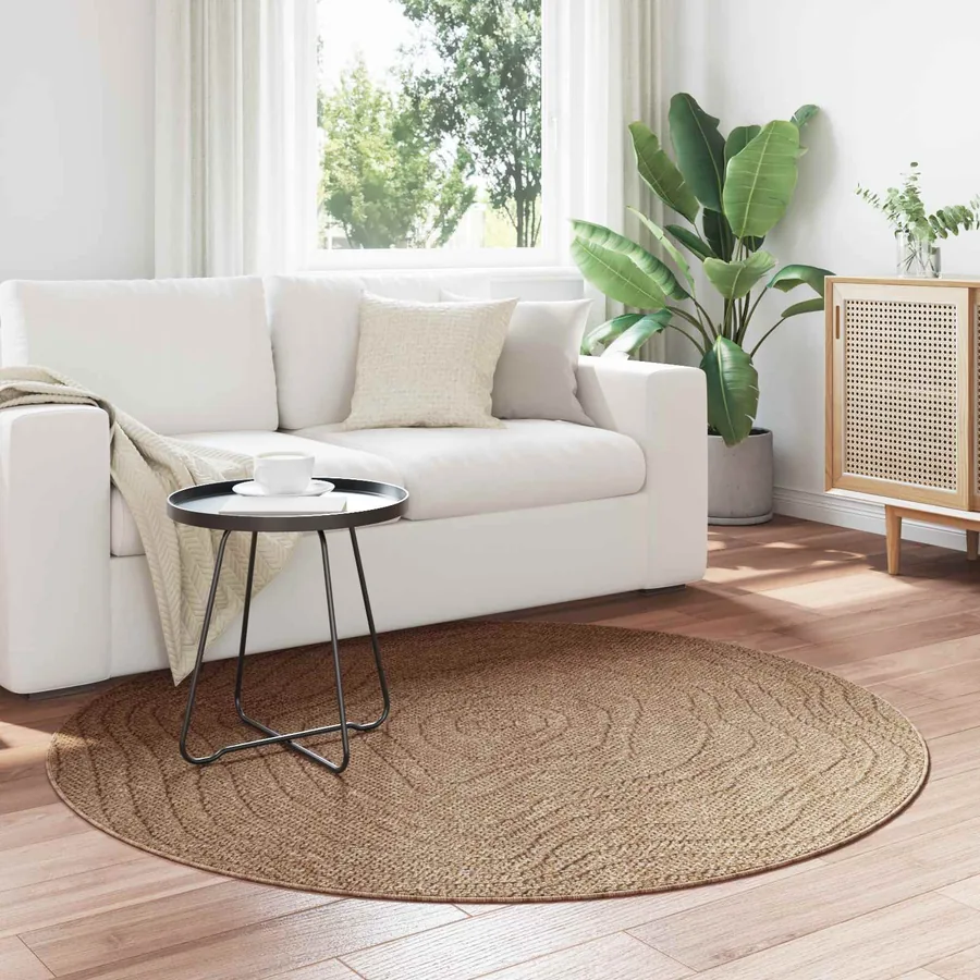 Tapis de surface Rond Moiré AGIRA Naturel Ø 200 CM Polyester