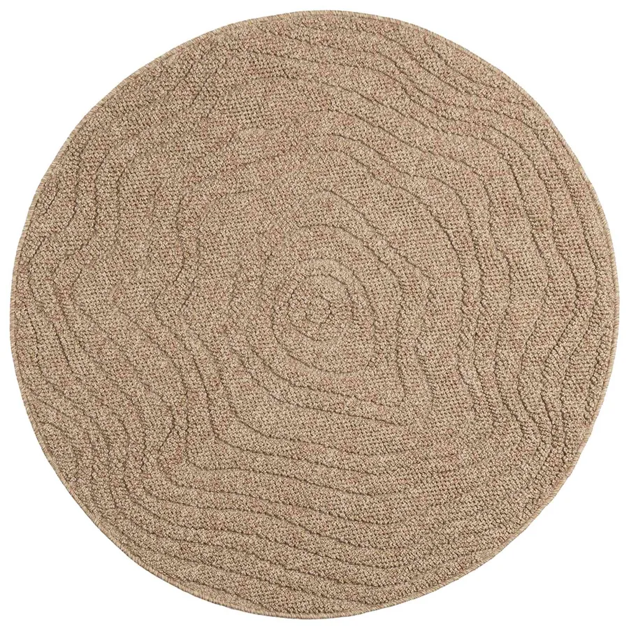 Tapis de surface Rond Moiré AGIRA Naturel Ø 200 CM Polyester - 2
