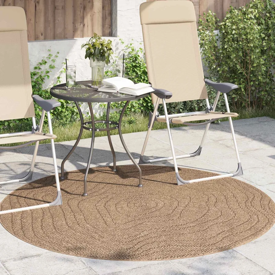 Tapis de surface Rond Moiré AGIRA Naturel Ø 200 CM Polyester - 3