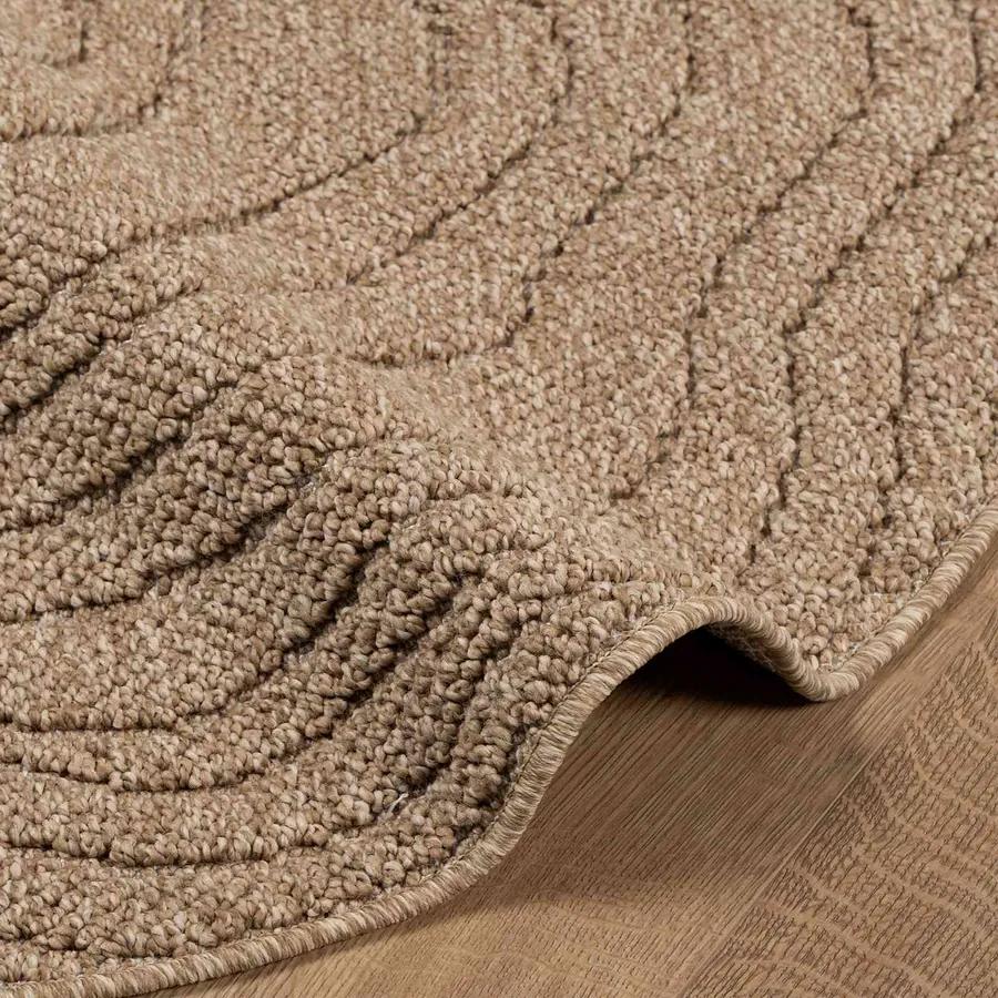 Tapis de surface Rond Moiré AGIRA Naturel Ø 200 CM Polyester - 6