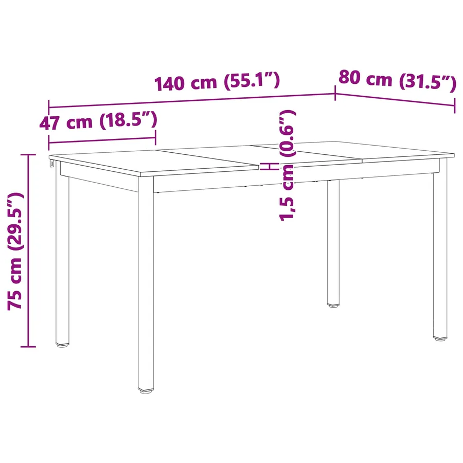 Table de salle à manger / Table de repas Blanc 140 x 80 x 75 cm - 11