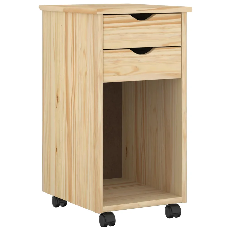 Cabinet roulant Marron 34 x 39 x 65,5 cm Pin massif - 2