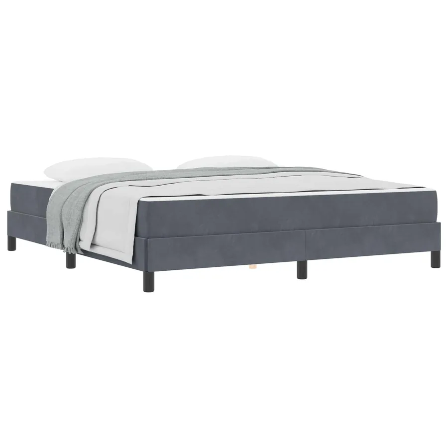Lit à ressorts avec matelas Gris foncé 180 x 210 cm tissu - 2