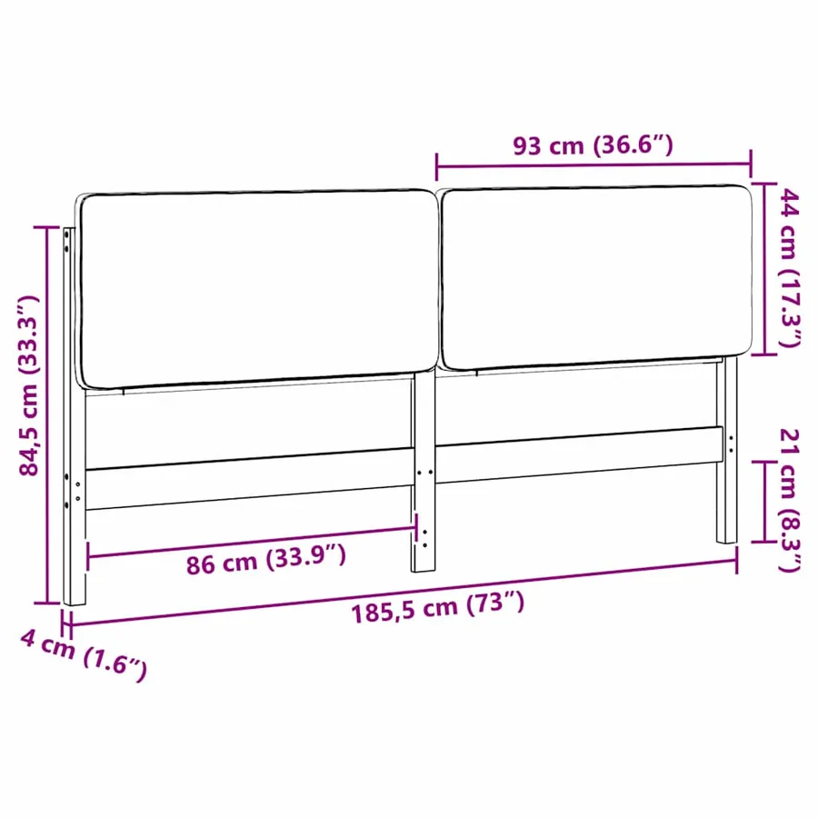 Tête de lit capitonnée Marron et gris clair 180 cm Pin massif - 13