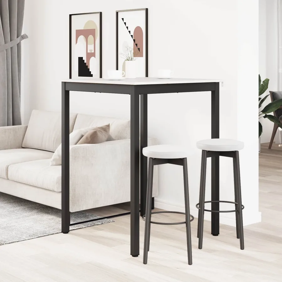 Table de bar Blanc 80 x 80 x 105 cm Bois de pin massif - 4