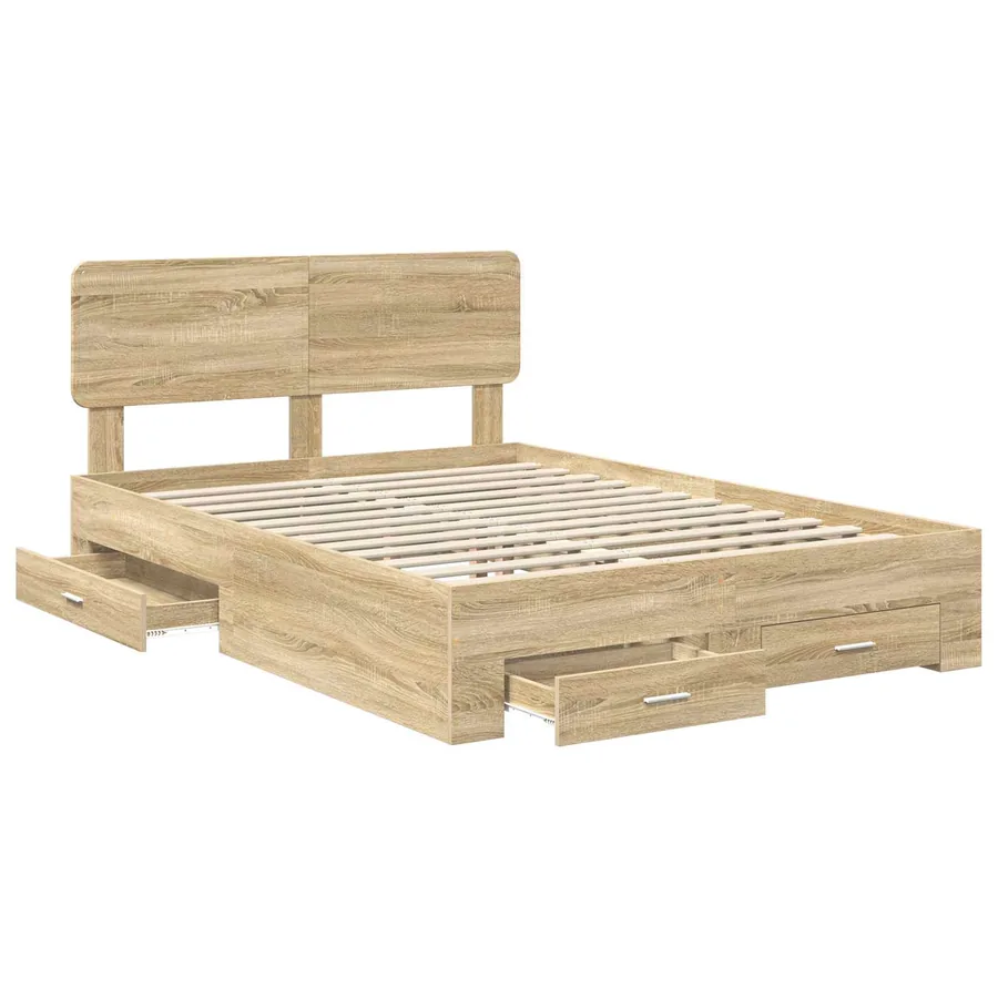 Cadre de lit Chêne Sonoma 150 x 200 cm Bois d'ingénierie - 5