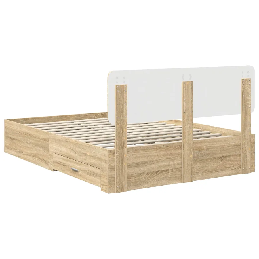 Cadre de lit Chêne Sonoma 150 x 200 cm Bois d'ingénierie - 8