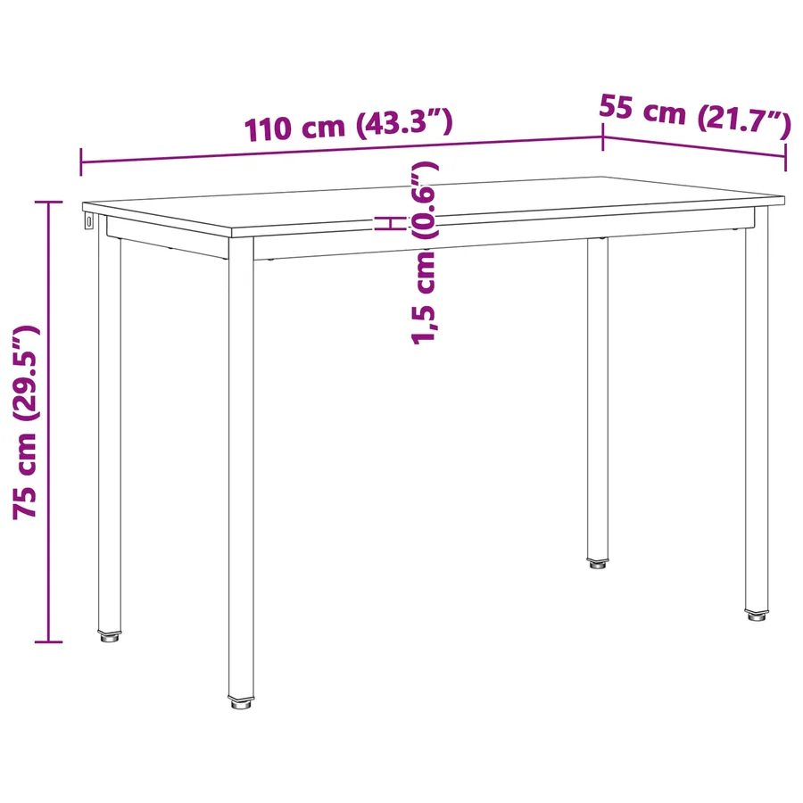 Table de salle à manger / Table de repas Blanc 110 x 55 x 75 cm - 10