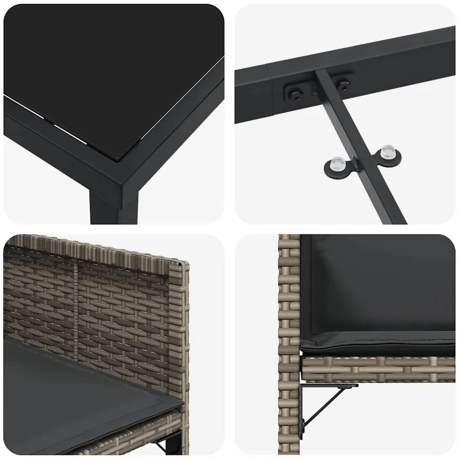 Ensemble de salle à manger pour jardin 9 pcs Gris polyrotin - 9
