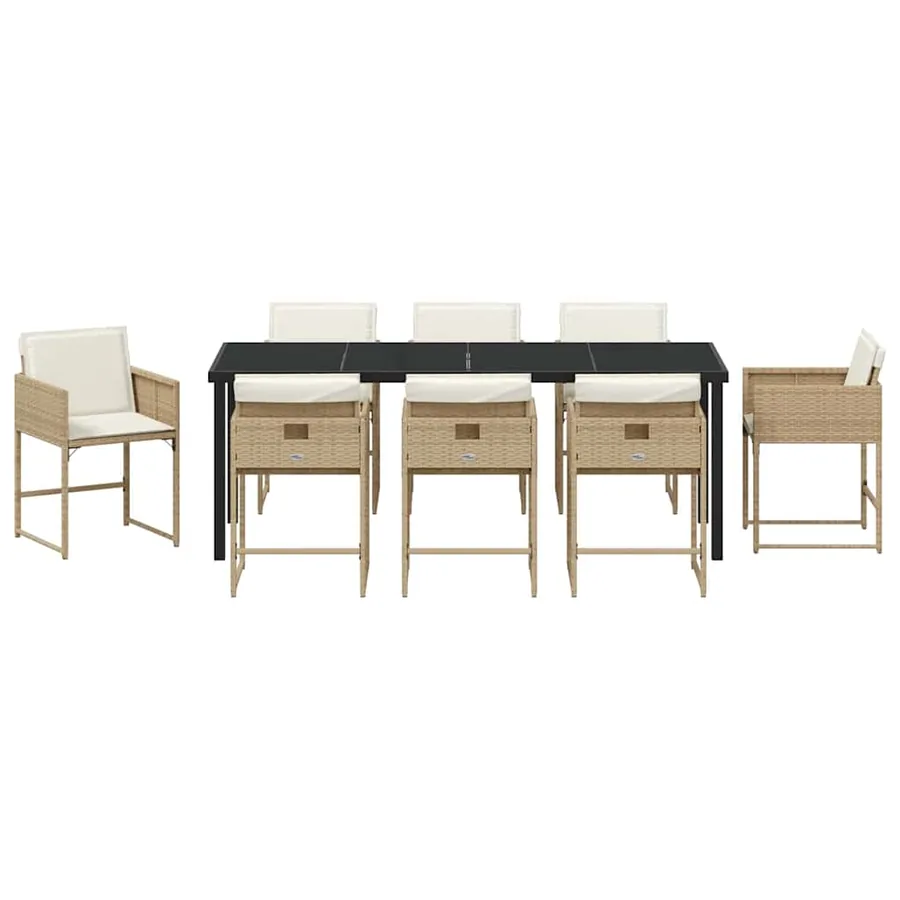 Ensemble de salle à manger pour jardin 9 pcs Beige polyrotin - 7
