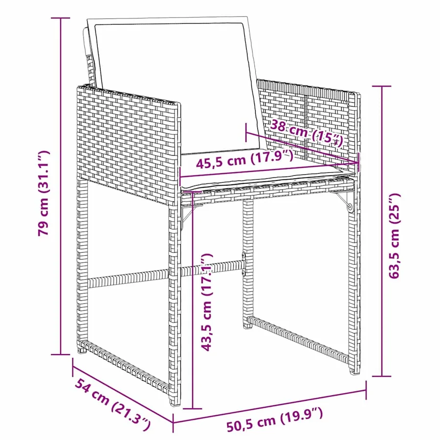 Ensemble de salle à manger pour jardin 9 pcs Beige polyrotin - 8