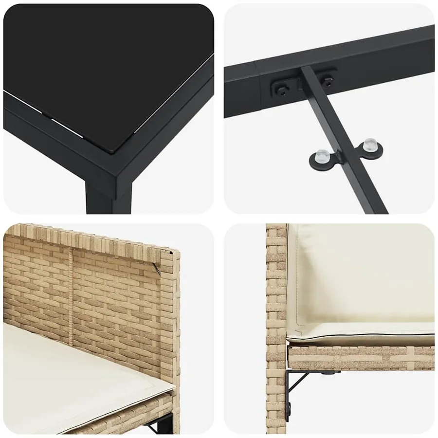 Ensemble de salle à manger pour jardin 9 pcs Beige polyrotin - 9