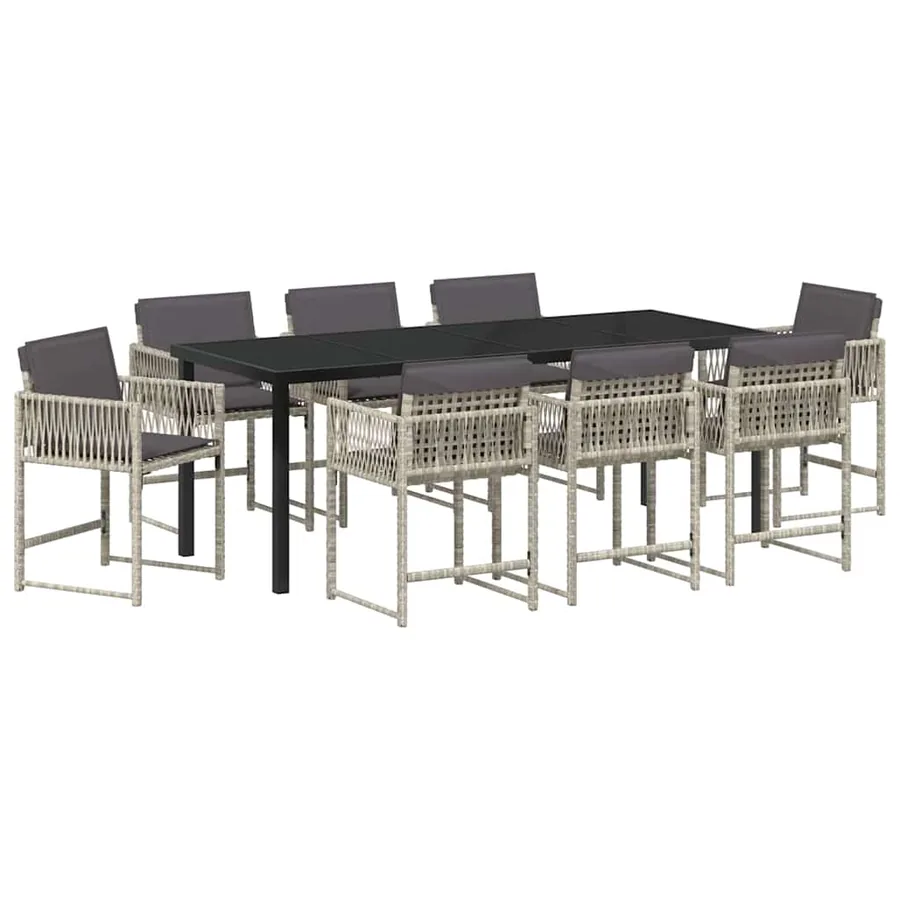 Ensemble de salle à manger pour jardin 9 pcs Gris clair - 2